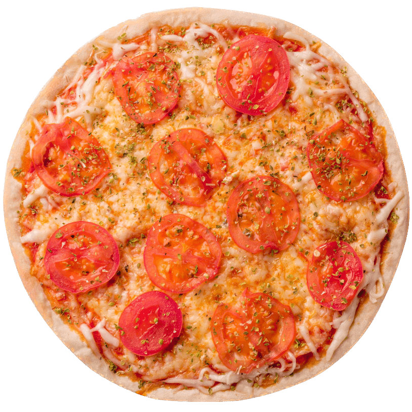 Pizza with cheese tomato isolated